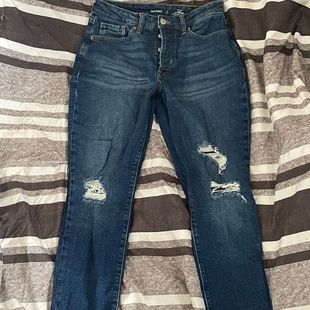 Old Navy Dark Blue Distressed Skinny Jeans